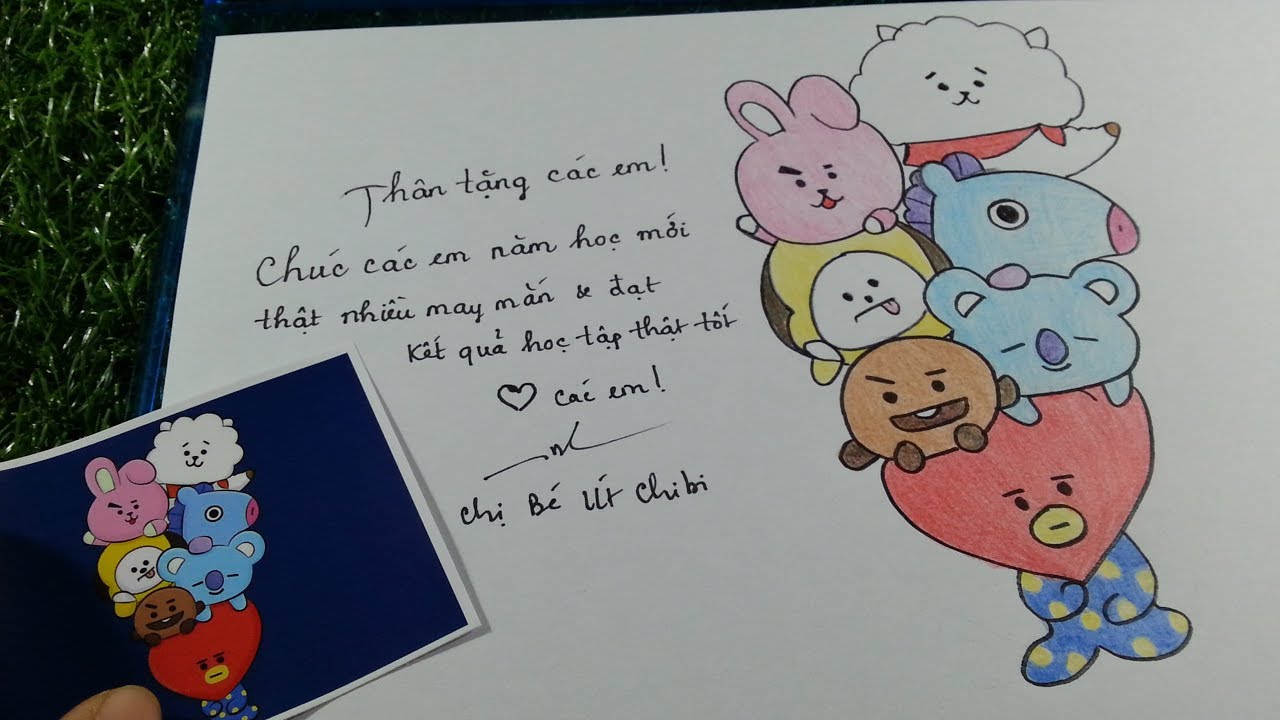 VẼ TẶNG BẠN THÂN BT21/Vẽ BT21 siêu cute và dễ nhất/Draw BT21 so cute