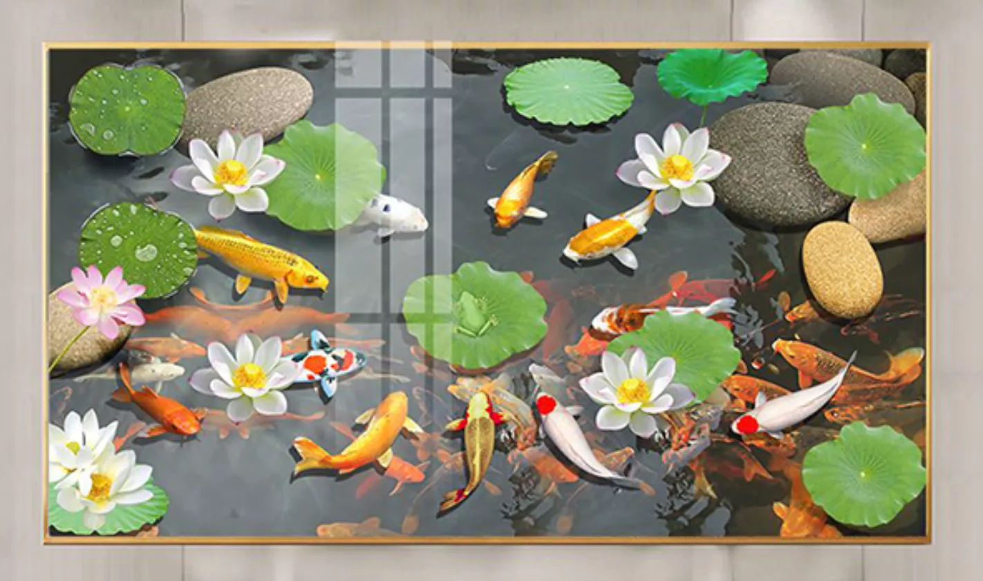 10+Mẫu tranh Cửu Ngư Quần Hội đẹp mang tài lộc, may mắn