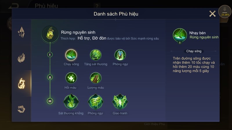 Phù hiệu Rừng Nguyên Sinh tối ưu cho các tướng Đỡ đòn